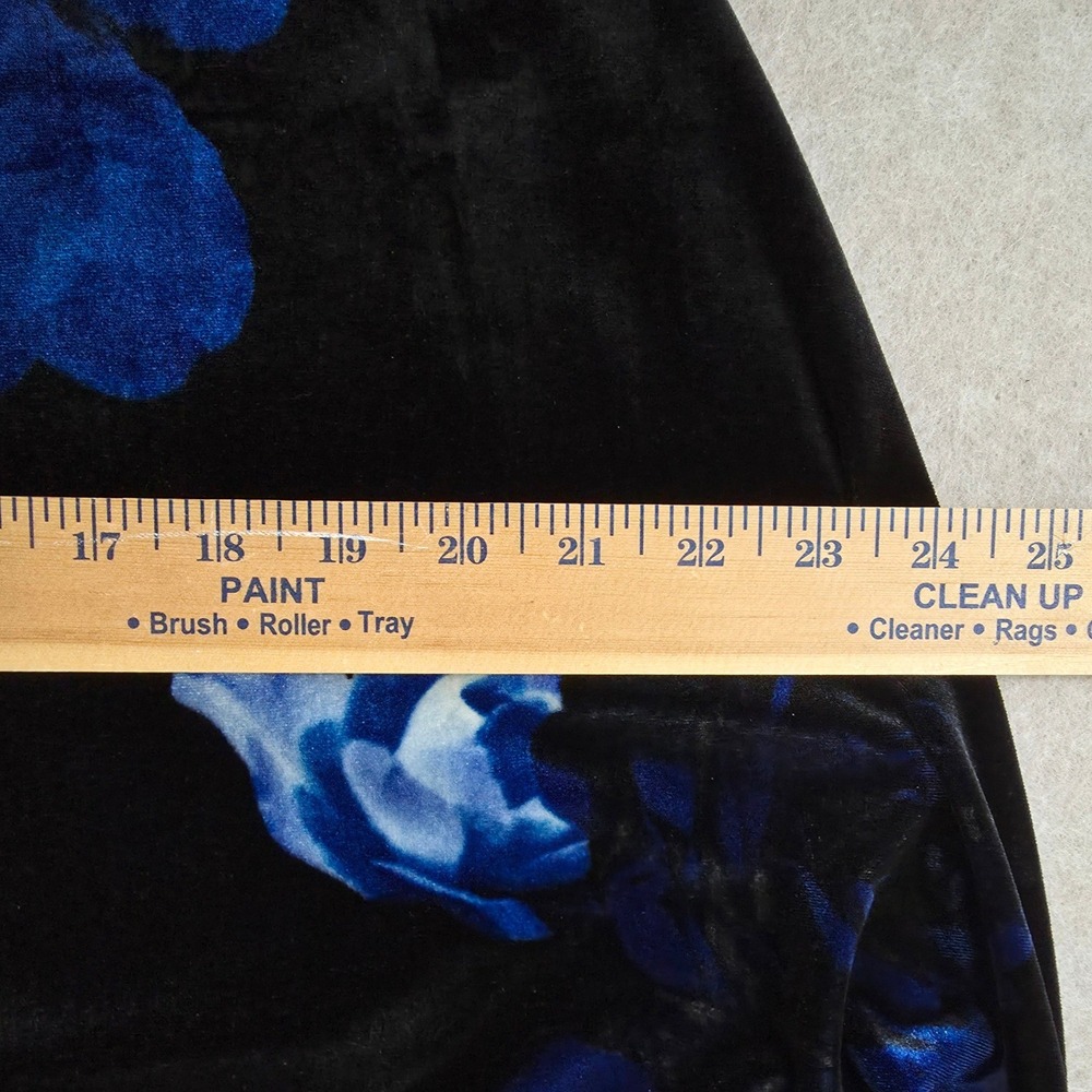 Calvin Klein Dark Floral Velvet Midi Dress Sz 10 Blue Rose Office‎ Evening - Picture 14 of 15